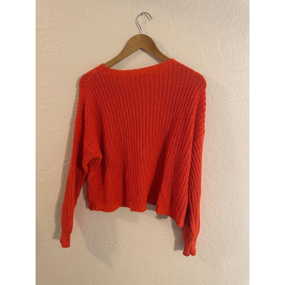 Y Eileen Fisher Orange Crewneck Chunky Knit Organic Cotton Fisherman Sweater - Picture 9 of 9
